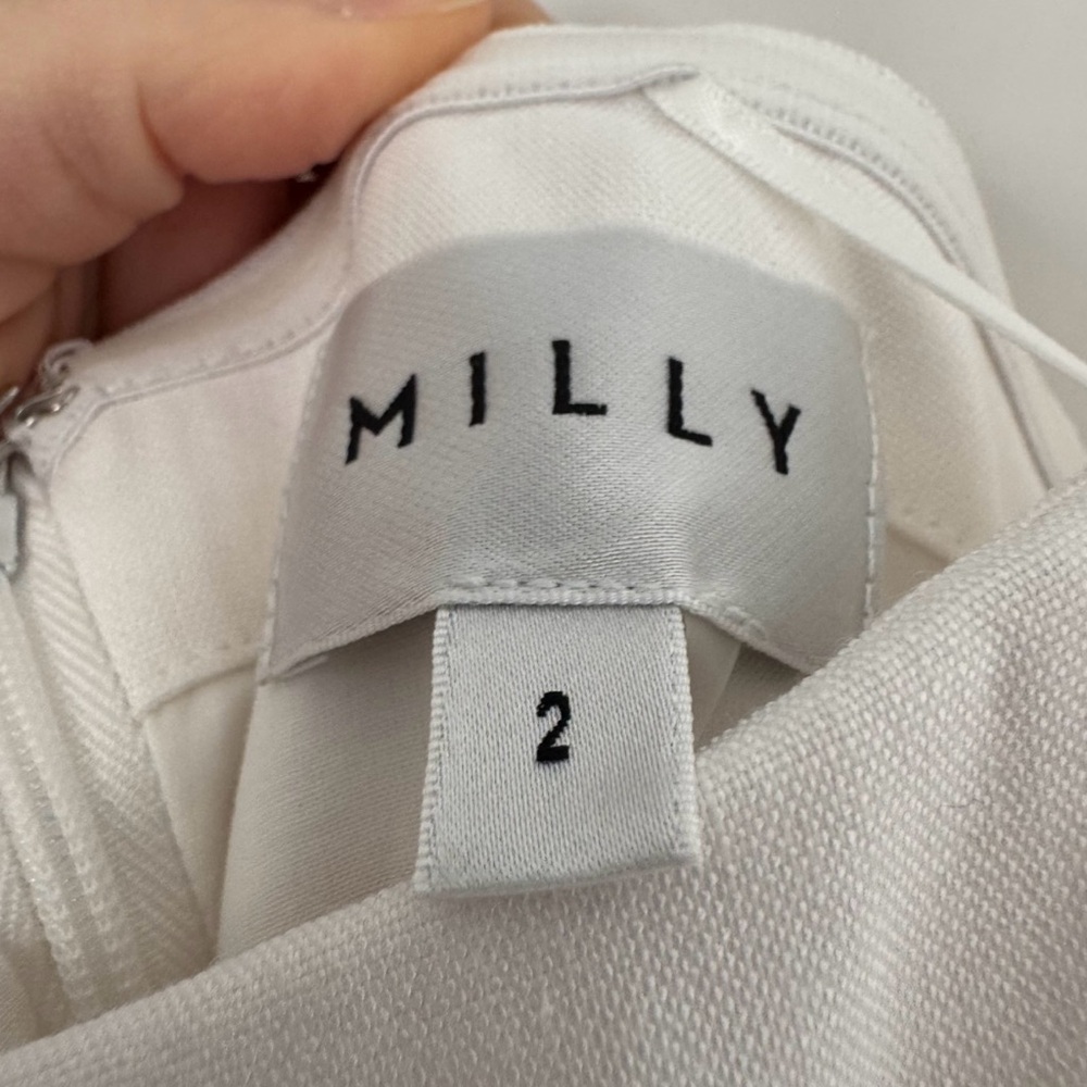 Milly Cameron Solid Linen Strapless Dress White Size 2 - Picture 12 of 13